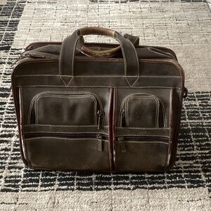 Executive Computer Briefcase in distressed brown leather